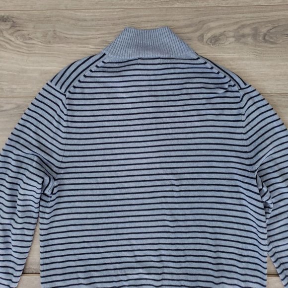 Nautica Mock Turtleneck Striped Knit Pullover Sweater Blue Size Medium - Picture 4 of 11